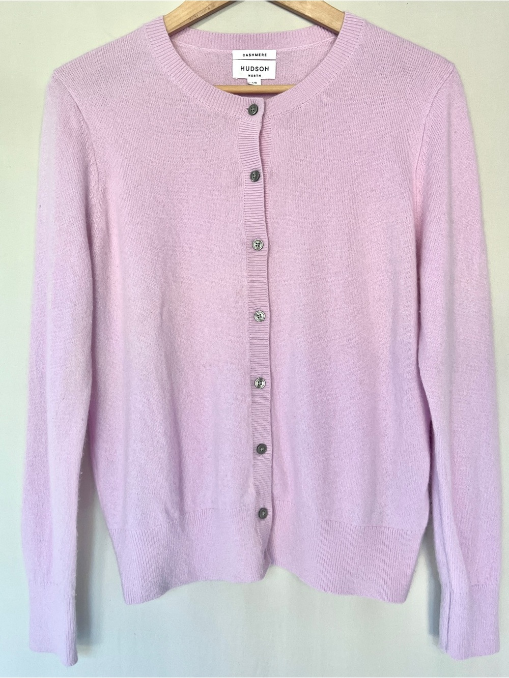 Hudson North 100% Cashmere Cardigan Sweater Lilac Pink Size L
